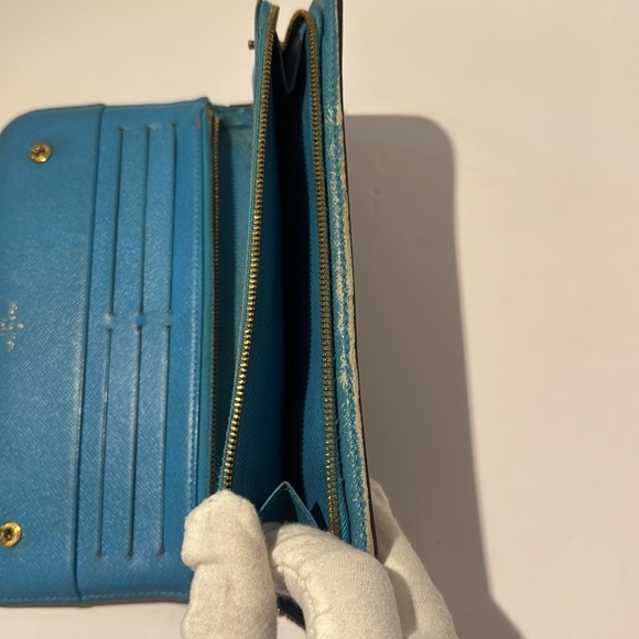 Louis Vuitton Insolite Monogram Brown Wallet with Turquoise Trim Authentic - Picture 7 of 9